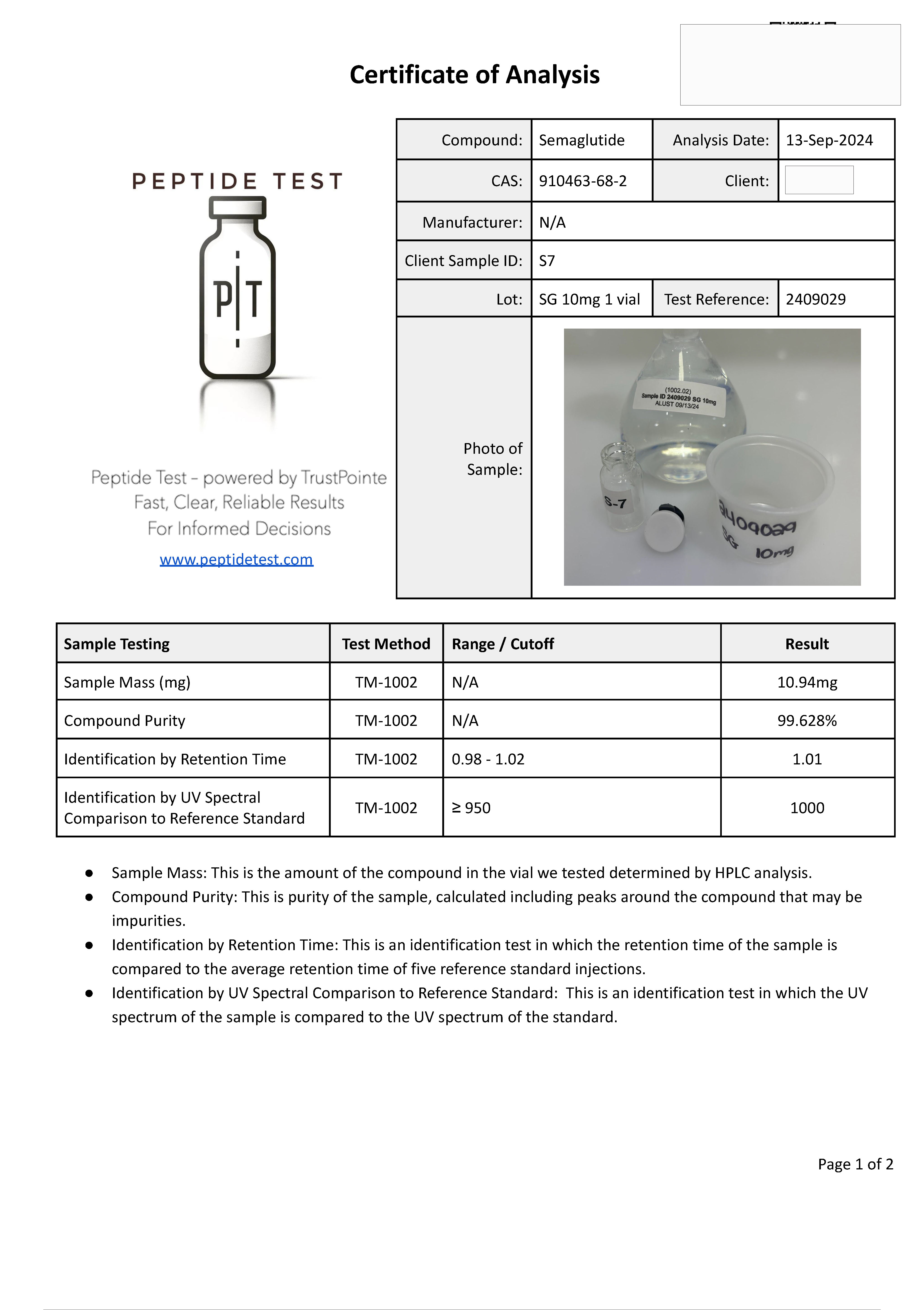 (image for) Semaglutide - lyophilised (unconstituted) 10mg vial 10 pack